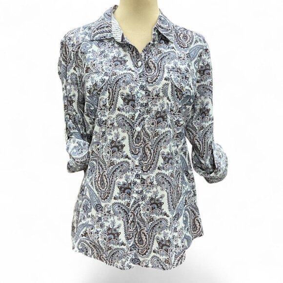 Buffalo David Bitton Tops - Buffalo by David Bitton Brown + Blue Paisley Blouse | Women’s Large | 100% Cotto